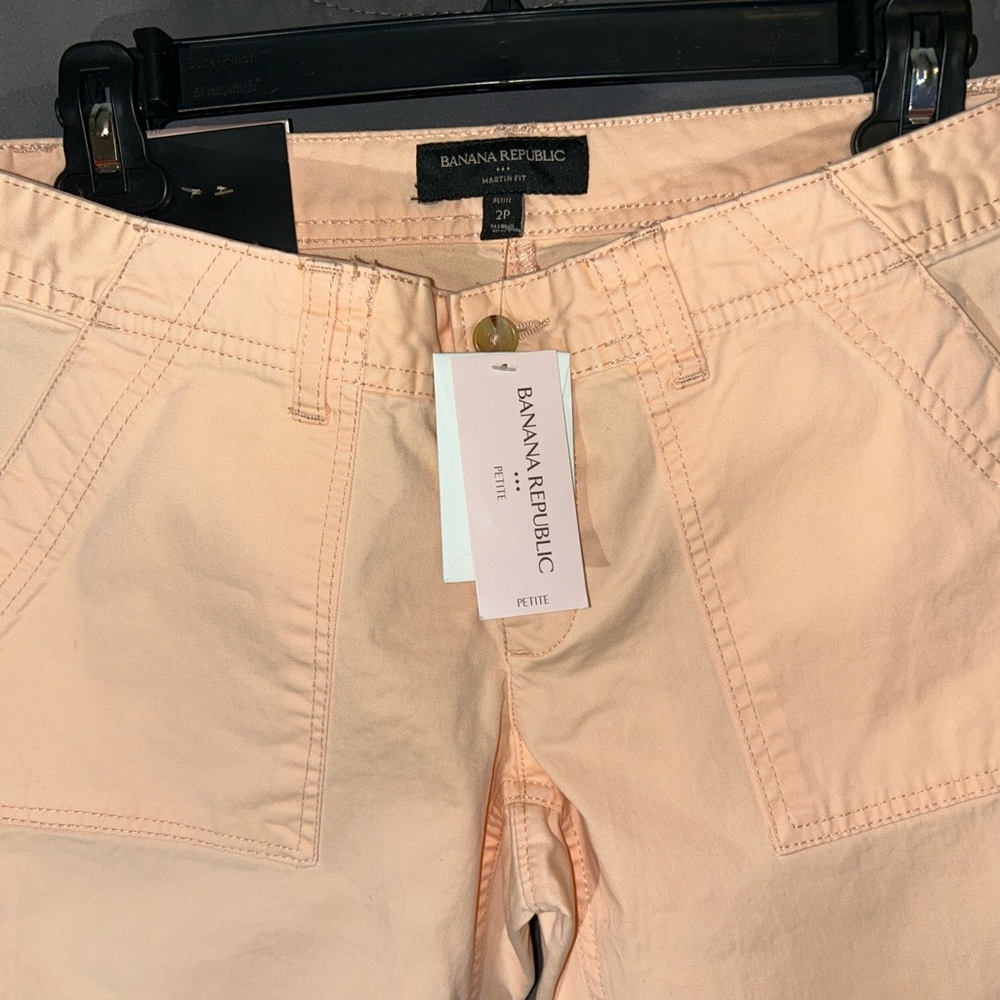Banana Republic Martin Fit 2P Petite Skinny Pants Peach NWT Ankle Zip